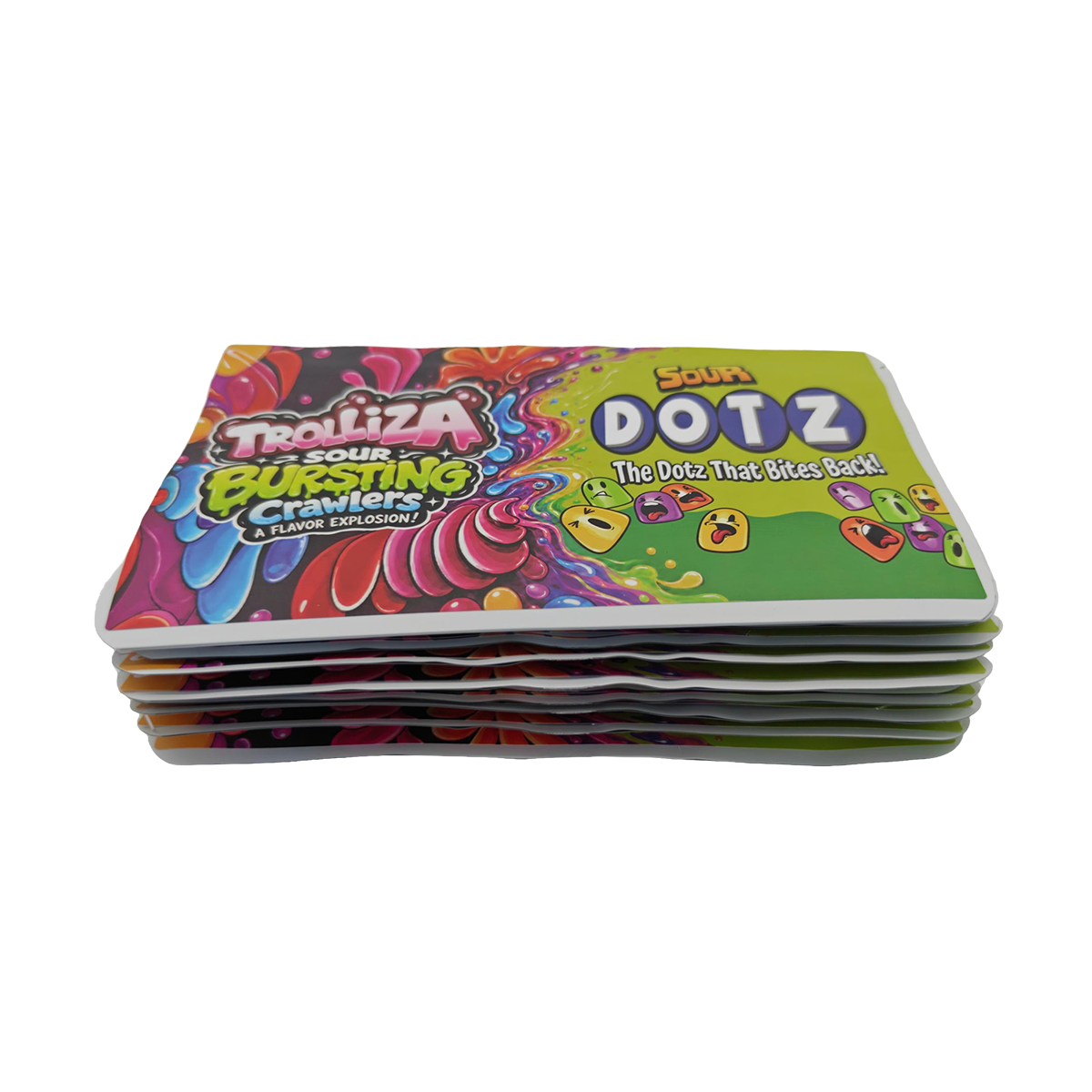 32 Pack - 7g (2IN1) Split Dual Graphic Mylar Bags Mixed Designs - Trolliza & Dotz