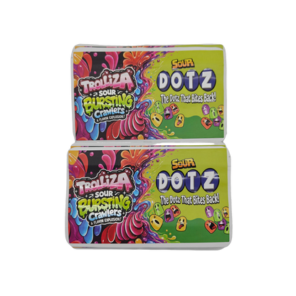 32 Pack - 7g (2IN1) Split Dual Graphic Mylar Bags Mixed Designs - Trolliza & Dotz