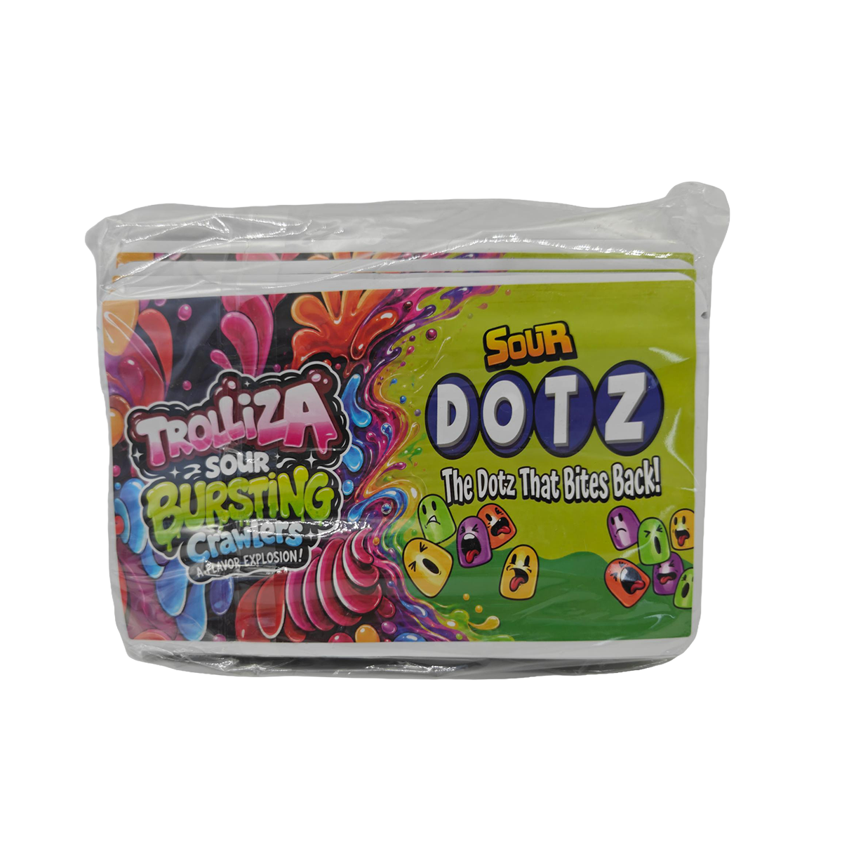 32 Pack - 7g (2IN1) Split Dual Graphic Mylar Bags Mixed Designs - Trolliza & Dotz