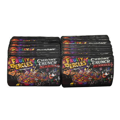 32 Pack - 7g (2IN1) Split Dual Graphic Mylar Bags Mixed Designs - Fruity Percles & Chrome Crunch Berries