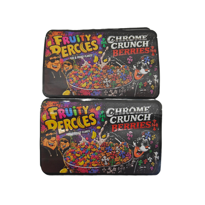 32 Pack - 7g (2IN1) Split Dual Graphic Mylar Bags Mixed Designs - Fruity Percles & Chrome Crunch Berries