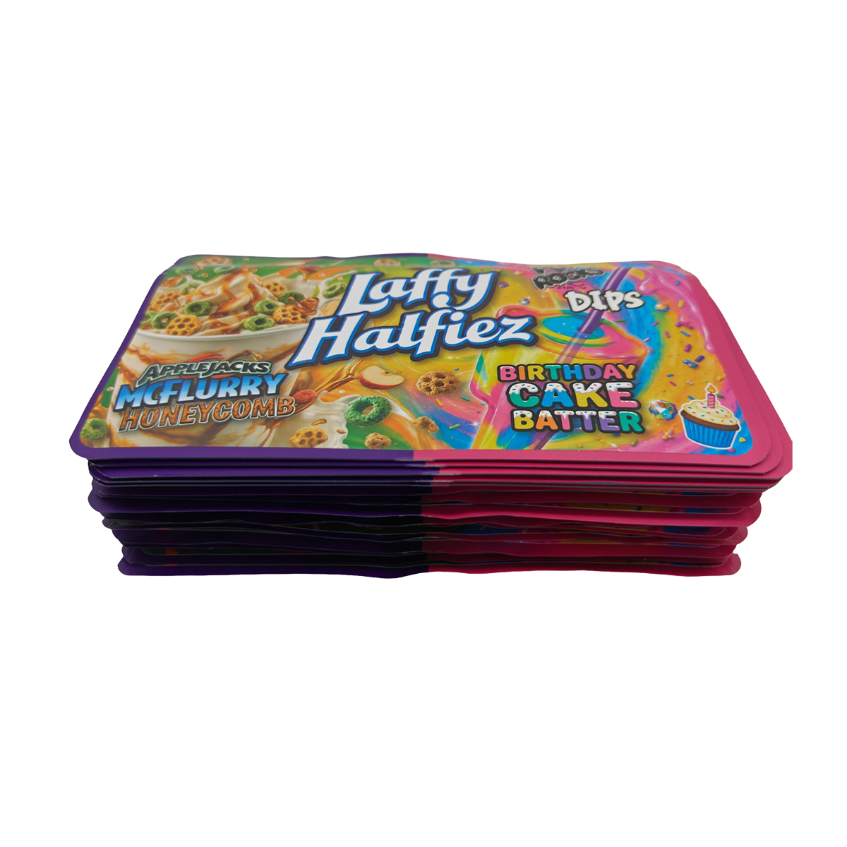 32 Pack - 7g (2IN1) Split Dual Graphic Mylar Bags Mixed Designs - Laffy Halfiez Set