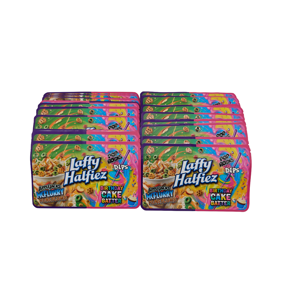 32 Pack - 7g (2IN1) Split Dual Graphic Mylar Bags Mixed Designs - Laffy Halfiez Set