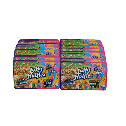 32 Pack - 7g (2IN1) Split Dual Graphic Mylar Bags Mixed Designs - Laffy Halfiez Set