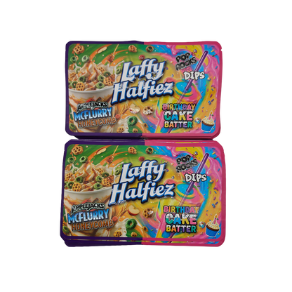 32 Pack - 7g (2IN1) Split Dual Graphic Mylar Bags Mixed Designs - Laffy Halfiez Set