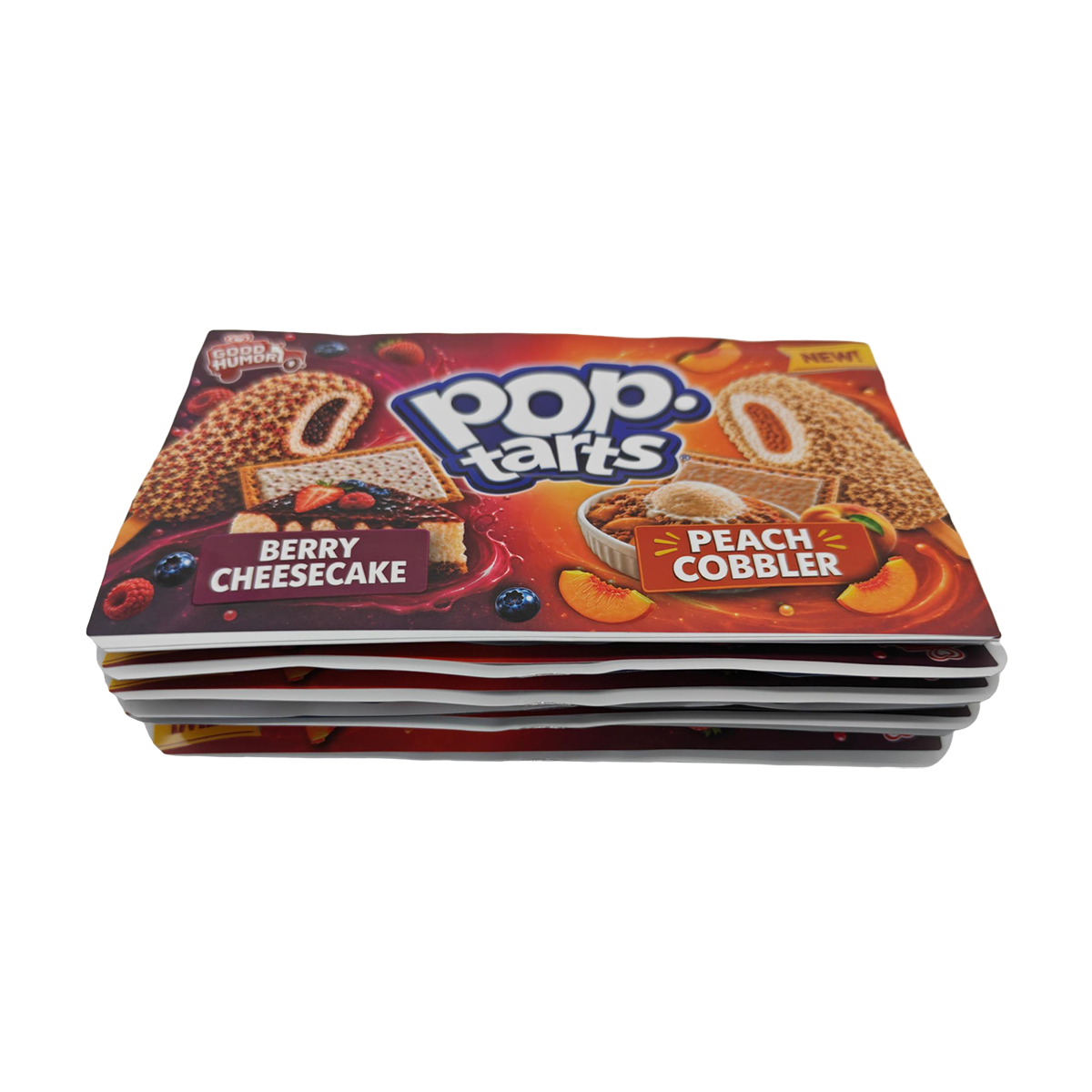 32 Pack - 7g (2IN1) Split Dual Graphic Mylar Bags Mixed Designs - Pop Tarts Berry Cheesecake & Peach Cobbler