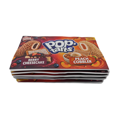 32 Pack - 7g (2IN1) Split Dual Graphic Mylar Bags Mixed Designs - Pop Tarts Berry Cheesecake & Peach Cobbler