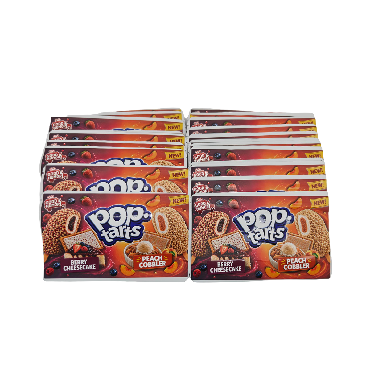 32 Pack - 7g (2IN1) Split Dual Graphic Mylar Bags Mixed Designs - Pop Tarts Berry Cheesecake & Peach Cobbler
