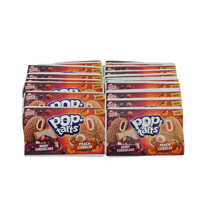32 Pack - 7g (2IN1) Split Dual Graphic Mylar Bags Mixed Designs - Pop Tarts Berry Cheesecake & Peach Cobbler