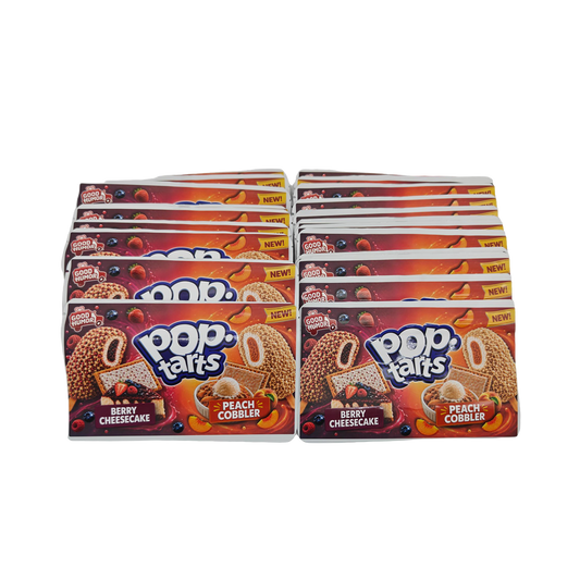 32 Pack - 7g (2IN1) Split Dual Graphic Mylar Bags Mixed Designs - Pop Tarts Berry Cheesecake & Peach Cobbler