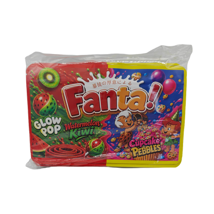 32 Pack - 7g (2IN1) Split Dual Graphic Mylar Bags Mixed Designs - Fanta Watermelon Kiwi & Cupcake Pebbles
