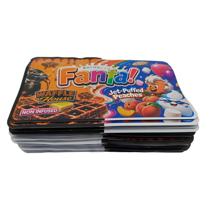 32 Pack - 7g (2IN1) Split Dual Graphic Mylar Bags Mixed Designs - Fanta Waffle House & Jet-Puffed Peaches