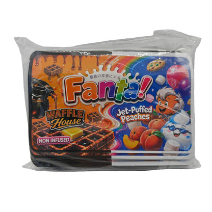 32 Pack - 7g (2IN1) Split Dual Graphic Mylar Bags Mixed Designs - Fanta Waffle House & Jet-Puffed Peaches