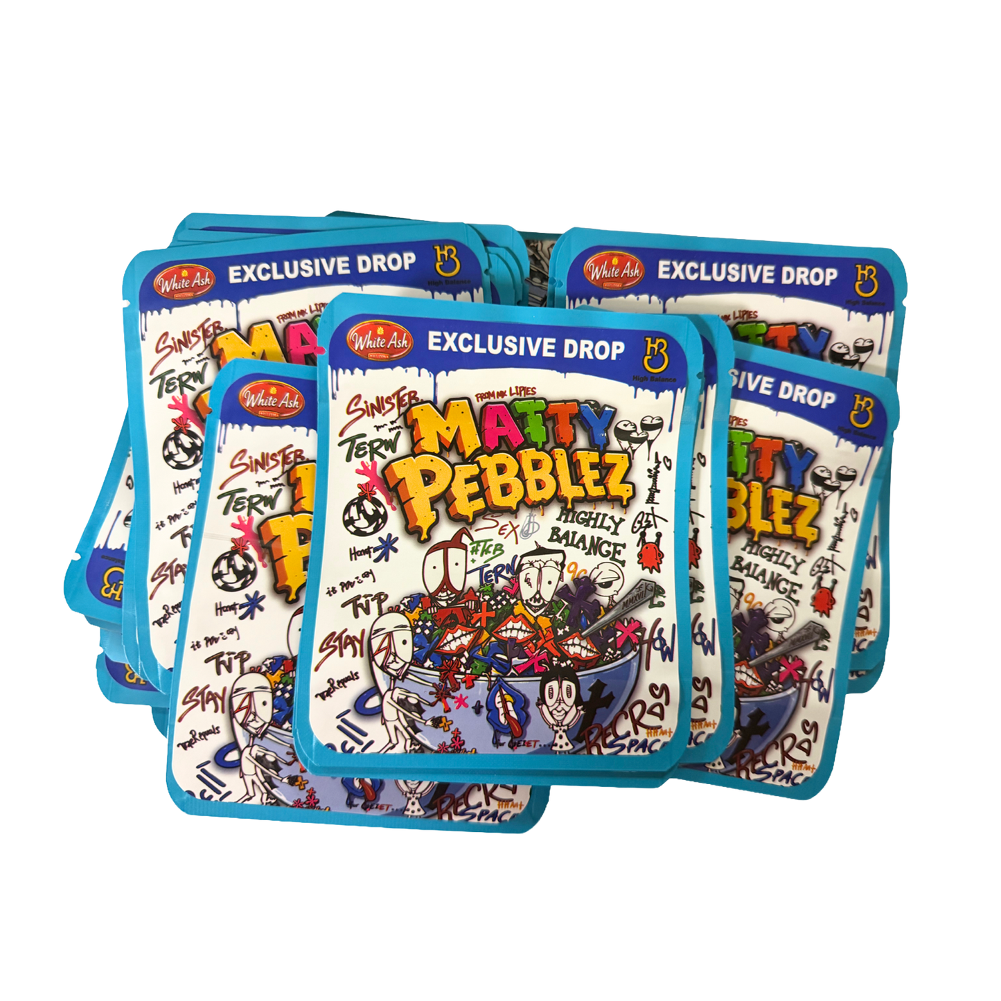 32 Pack - 7g Thick Sticker Mylar Bags  - Premium Smell Proof Packaging - Matty Pebblez