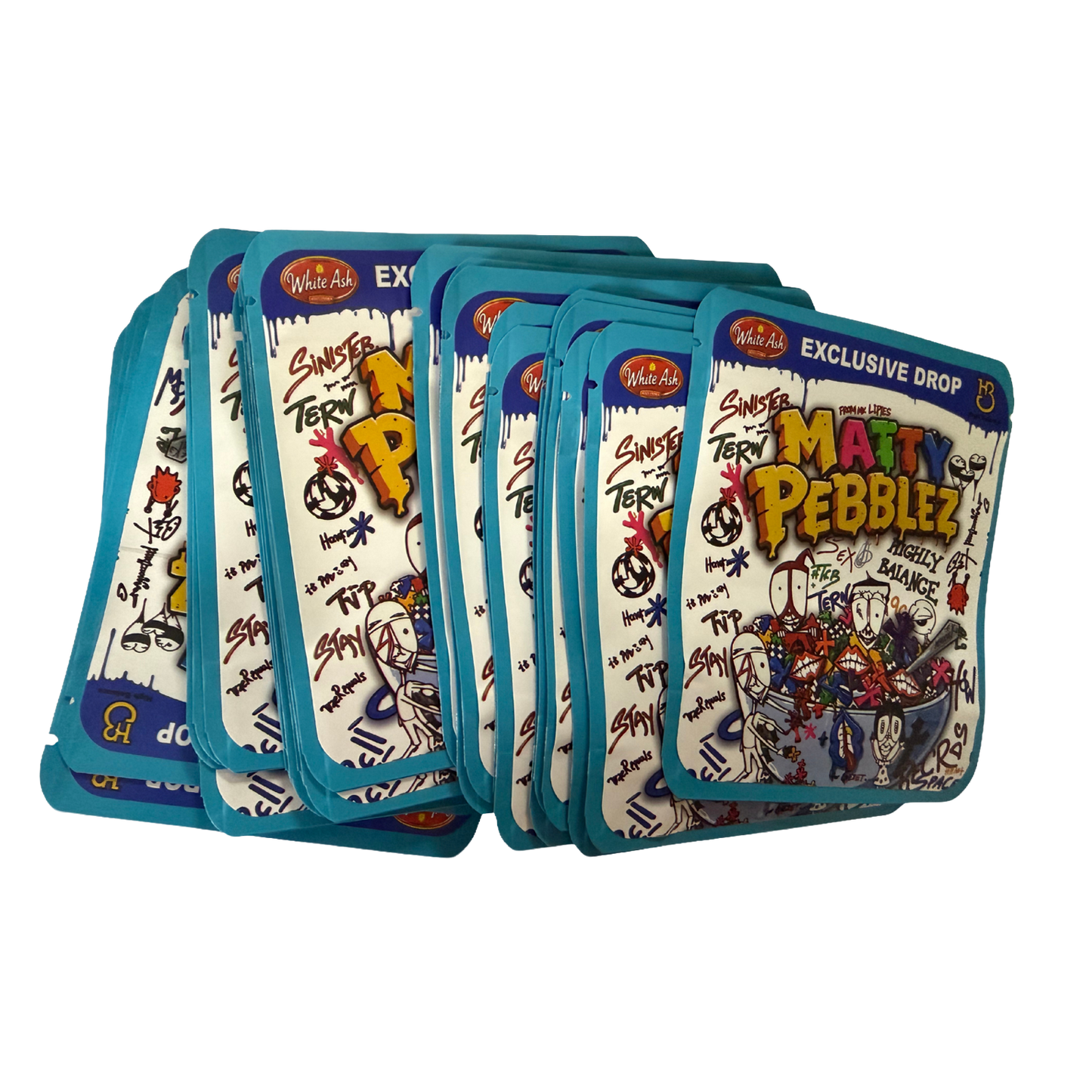 32 Pack - 7g Thick Sticker Mylar Bags  - Premium Smell Proof Packaging - Matty Pebblez