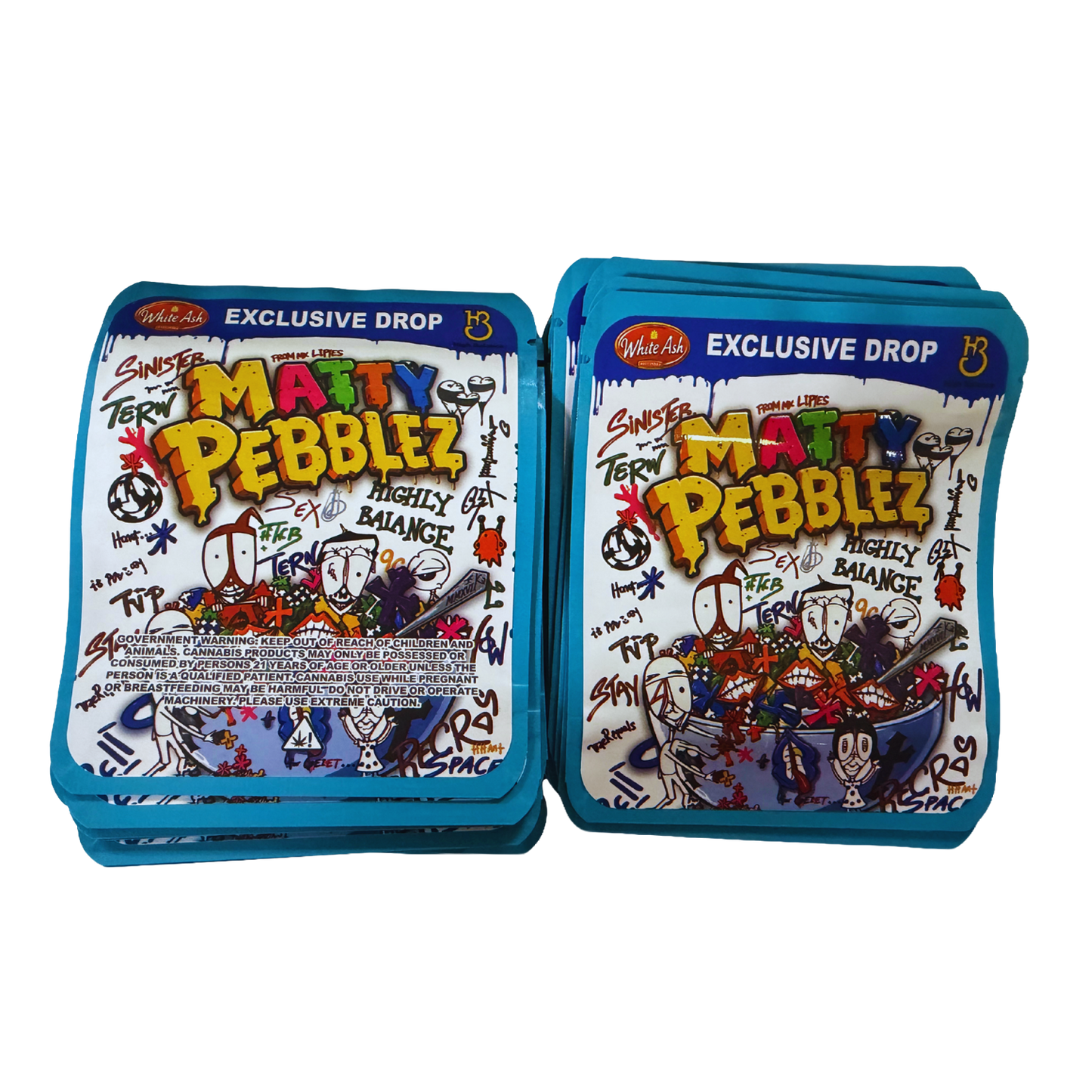 32 Pack - 7g Thick Sticker Mylar Bags  - Premium Smell Proof Packaging - Matty Pebblez