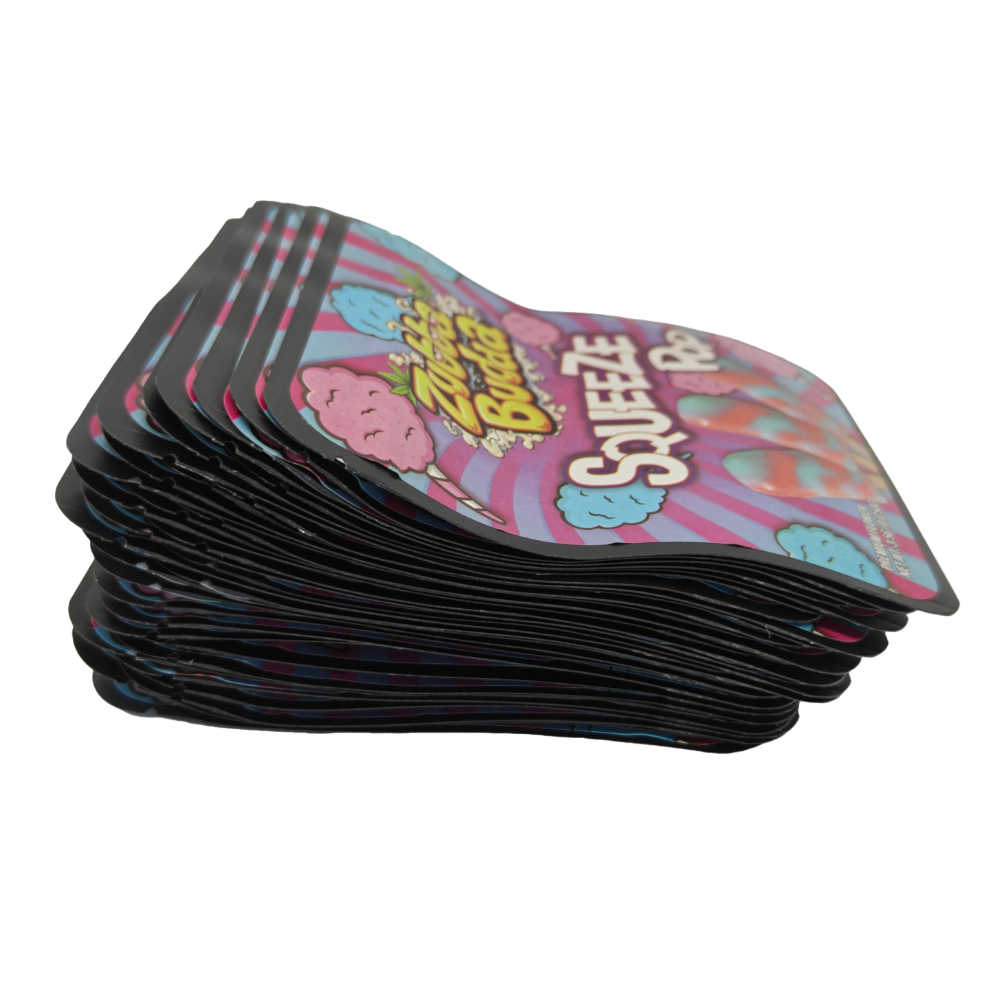 32 Pack - 7g Thick Sticker Mylar Bags  - Premium Smell Proof Packaging - Zubba Budda Squeeze Pop