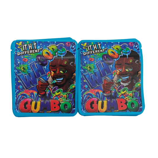 32 Pack - 7g Thick Sticker Mylar Bags  - Premium Smell Proof Packaging - Whoops Gumbo