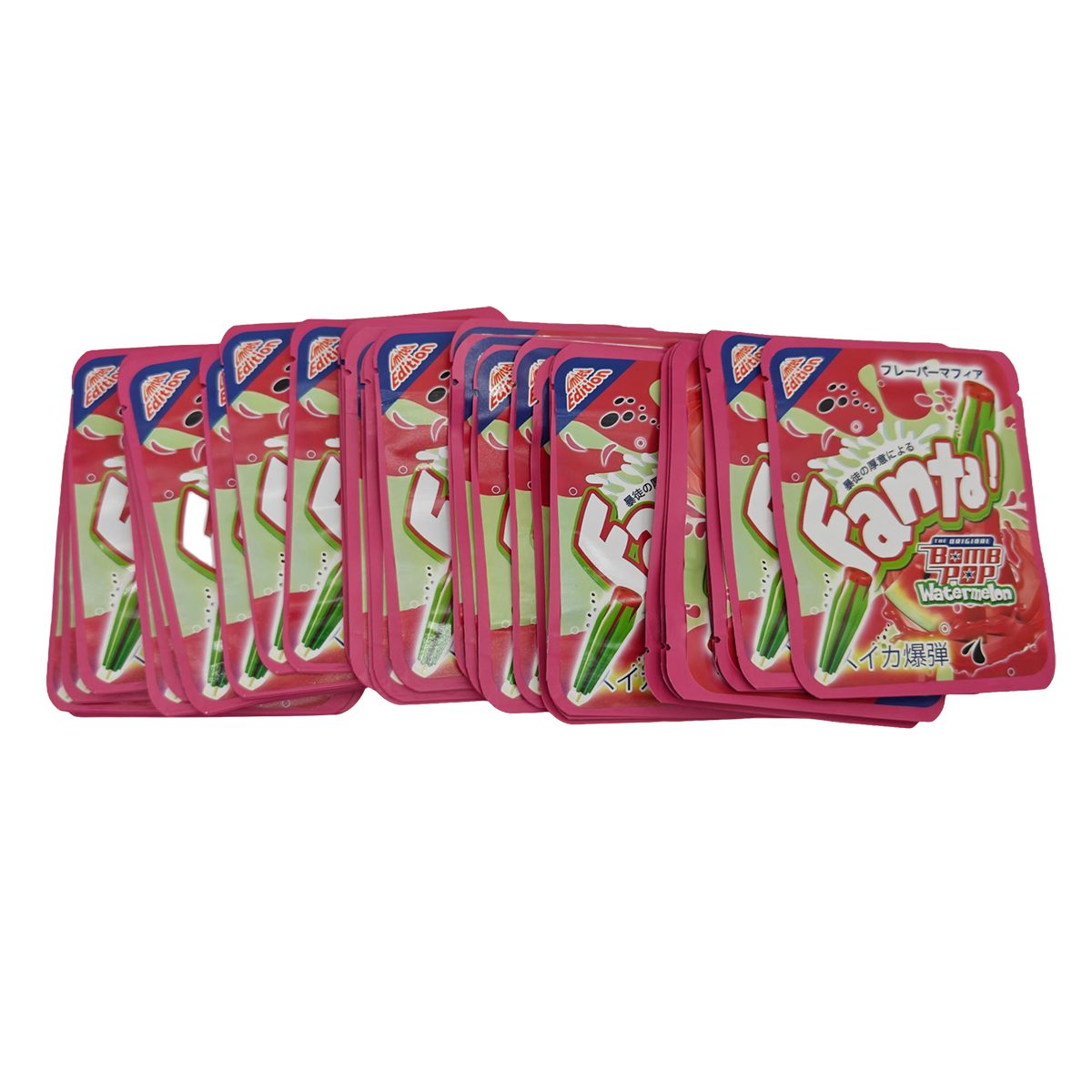 32 Pack - 7g Thick Sticker Mylar Bags  - Premium Smell Proof Packaging - Fanta Bomb Pop Watermelon