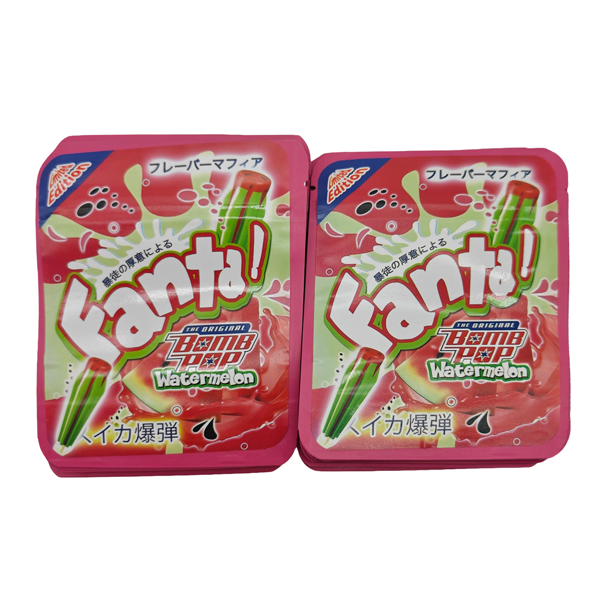 32 Pack - 7g Thick Sticker Mylar Bags  - Premium Smell Proof Packaging - Fanta Bomb Pop Watermelon