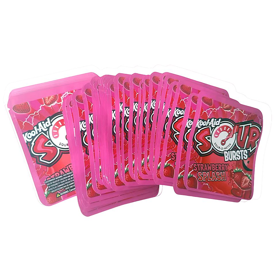 32 Pack - 7g Thick Sticker Mylar Bags  - Premium Smell Proof Packaging - Kool Aid Sour Burst