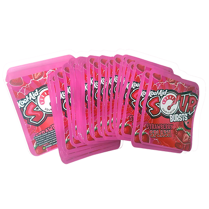 32 Pack - 7g Thick Sticker Mylar Bags  - Premium Smell Proof Packaging - Kool Aid Sour Burst