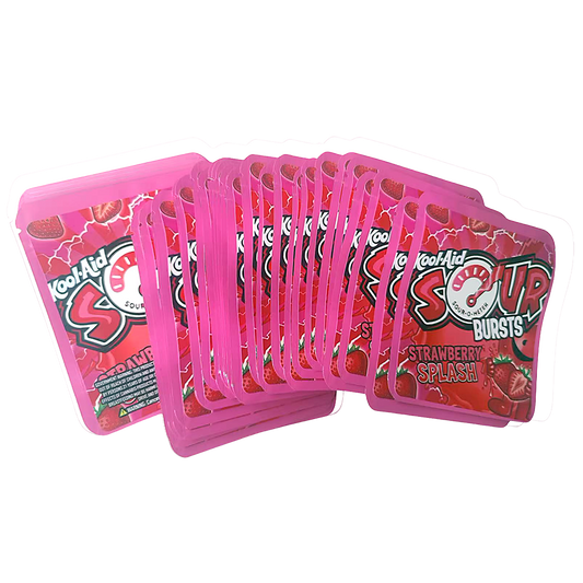 32 Pack - 7g Thick Sticker Mylar Bags  - Premium Smell Proof Packaging - Kool Aid Sour Burst