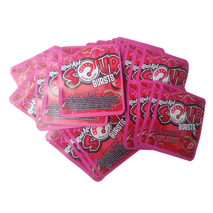 32 Pack - 7g Thick Sticker Mylar Bags  - Premium Smell Proof Packaging - Kool Aid Sour Burst