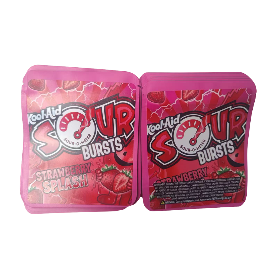 32 Pack - 7g Thick Sticker Mylar Bags  - Premium Smell Proof Packaging - Kool Aid Sour Burst