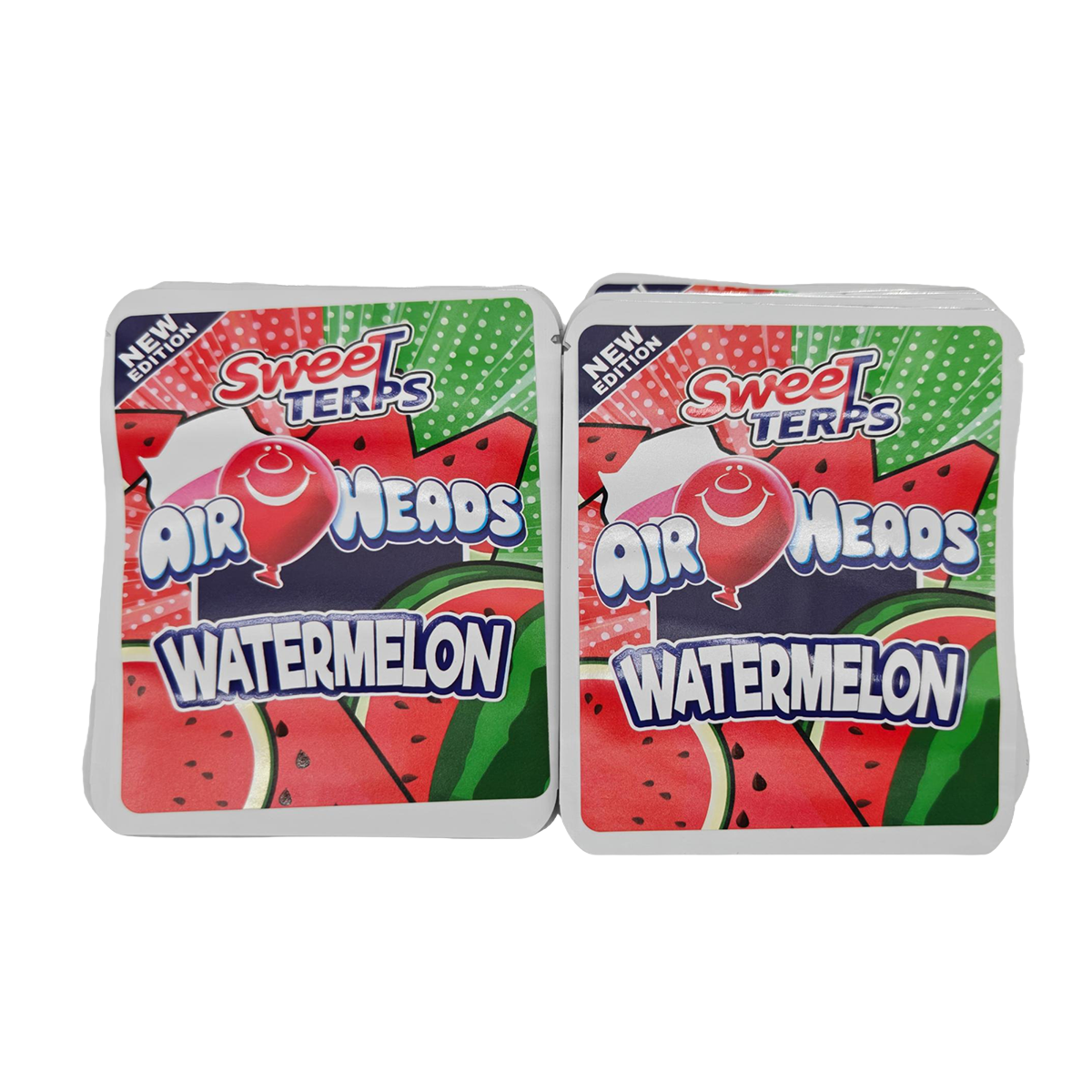 32 Pack - 7g Thick Sticker Mylar Bags  - Premium Smell Proof Packaging - Sweet Terps Air Heads Watermelon