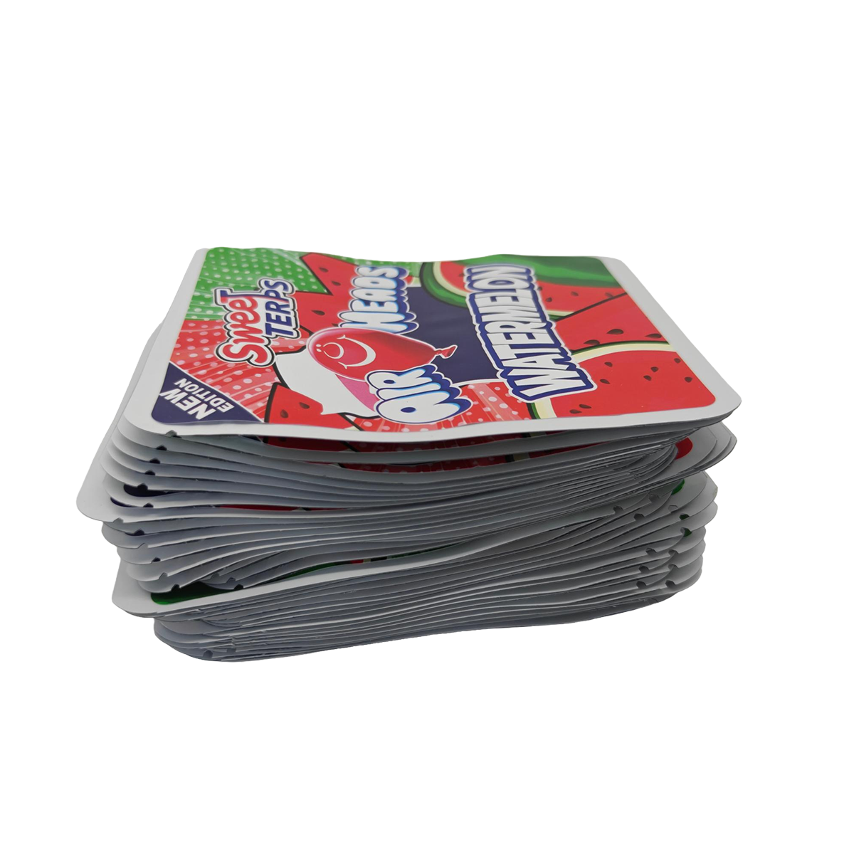 32 Pack - 7g Thick Sticker Mylar Bags  - Premium Smell Proof Packaging - Sweet Terps Air Heads Watermelon
