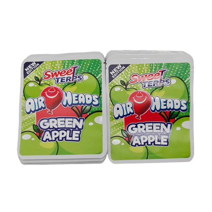 32 Pack - 7g Thick Sticker Mylar Bags  - Premium Smell Proof Packaging - Sweet Terps Air Heads Green Apple