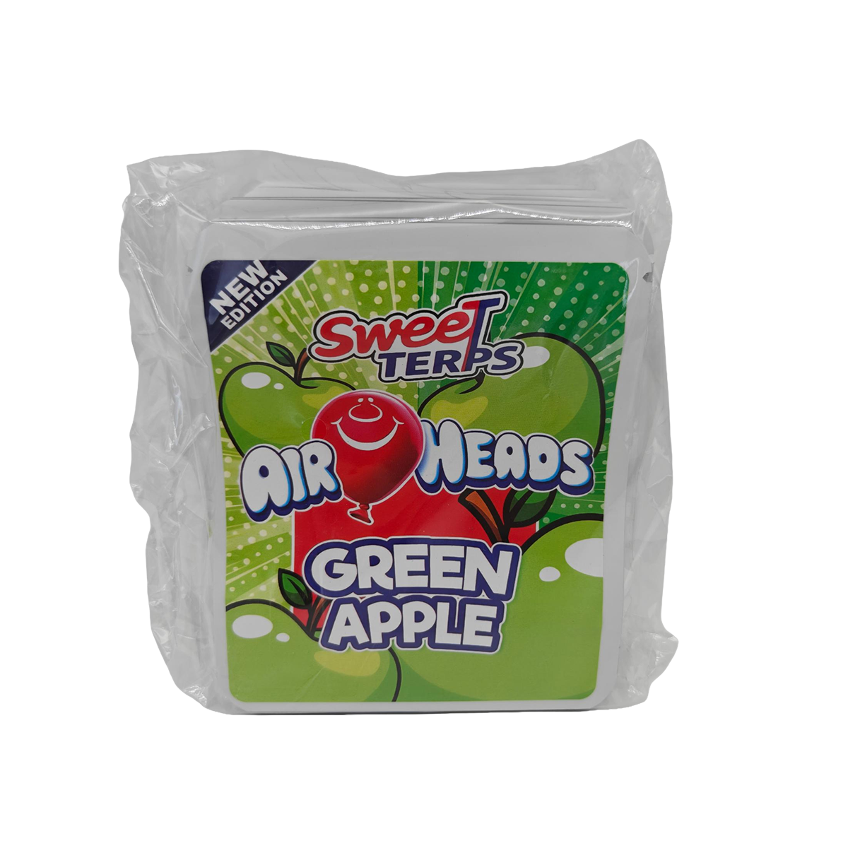 32 Pack - 7g Thick Sticker Mylar Bags  - Premium Smell Proof Packaging - Sweet Terps Air Heads Green Apple