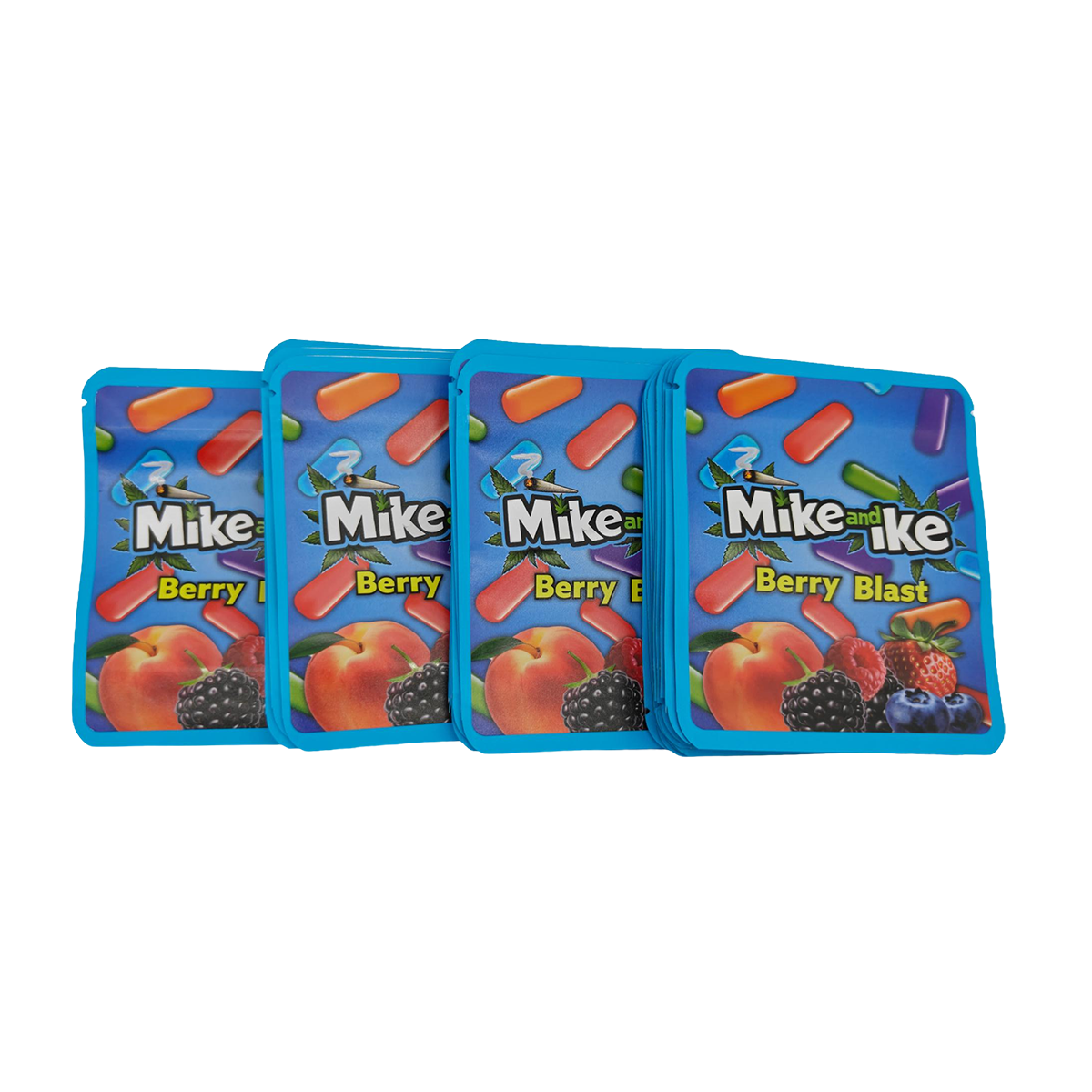 32 Pack - 7g Thick Sticker Mylar Bags  - Premium Smell Proof Packaging - Mike and Ike Berry Blast