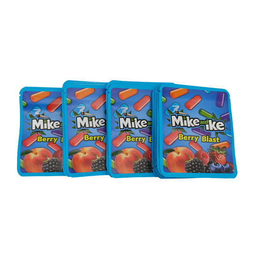 32 Pack - 7g Thick Sticker Mylar Bags  - Premium Smell Proof Packaging - Mike and Ike Berry Blast