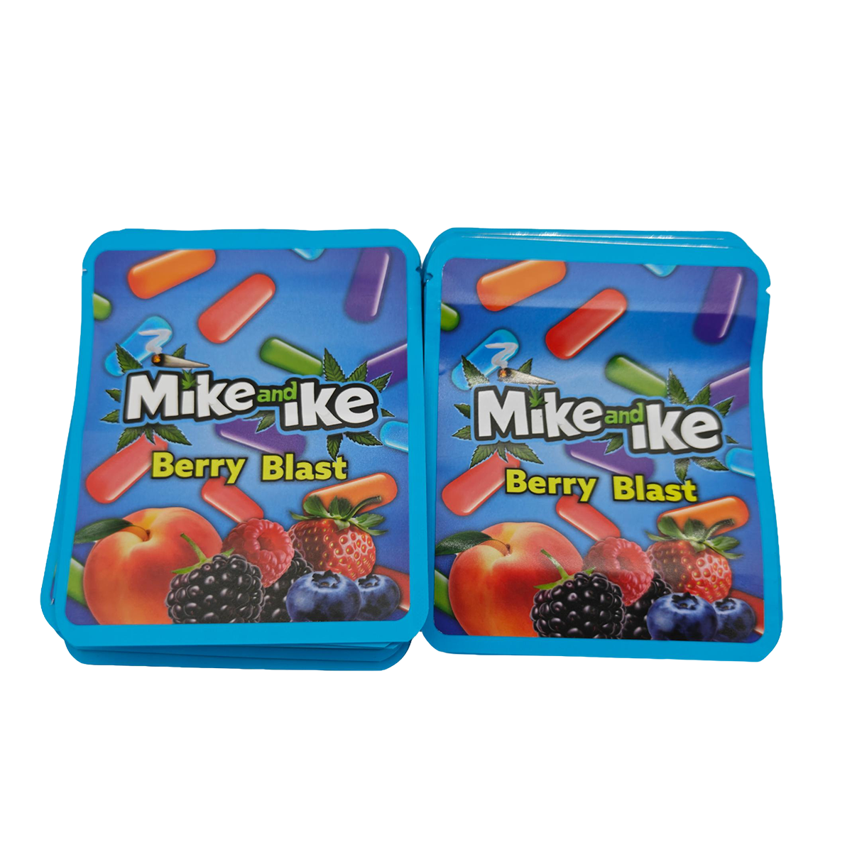 32 Pack - 7g Thick Sticker Mylar Bags  - Premium Smell Proof Packaging - Mike and Ike Berry Blast