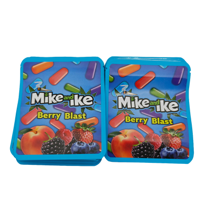 32 Pack - 7g Thick Sticker Mylar Bags  - Premium Smell Proof Packaging - Mike and Ike Berry Blast