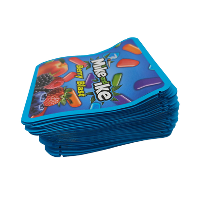 32 Pack - 7g Thick Sticker Mylar Bags  - Premium Smell Proof Packaging - Mike and Ike Berry Blast