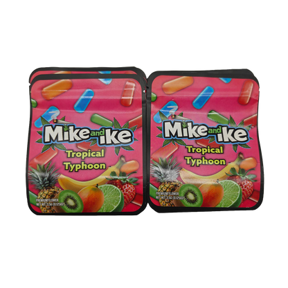 32 Pack - 7g Thick Sticker Mylar Bags  - Premium Smell Proof Packaging - Mike and Ike Tropical Typhoon