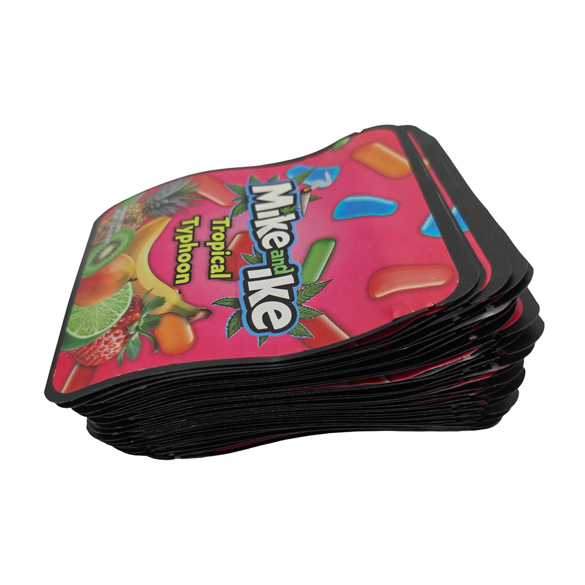 32 Pack - 7g Thick Sticker Mylar Bags  - Premium Smell Proof Packaging - Mike and Ike Tropical Typhoon