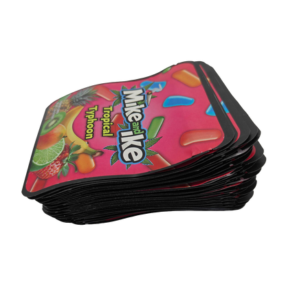 32 Pack - 7g Thick Sticker Mylar Bags  - Premium Smell Proof Packaging - Mike and Ike Tropical Typhoon