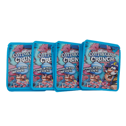 32 Pack - 7g Thick Sticker Mylar Bags  - Premium Smell Proof Packaging - Cotton Candy Crunch