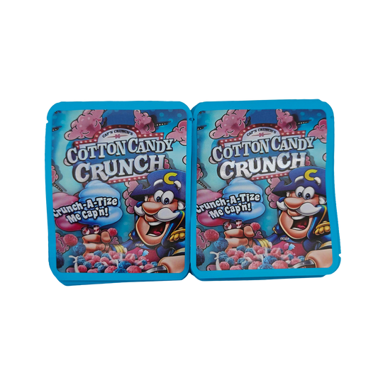 32 Pack - 7g Thick Sticker Mylar Bags  - Premium Smell Proof Packaging - Cotton Candy Crunch