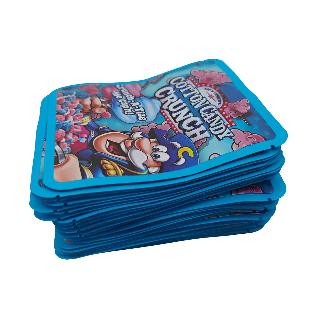 32 Pack - 7g Thick Sticker Mylar Bags  - Premium Smell Proof Packaging - Cotton Candy Crunch