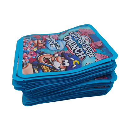 32 Pack - 7g Thick Sticker Mylar Bags  - Premium Smell Proof Packaging - Cotton Candy Crunch