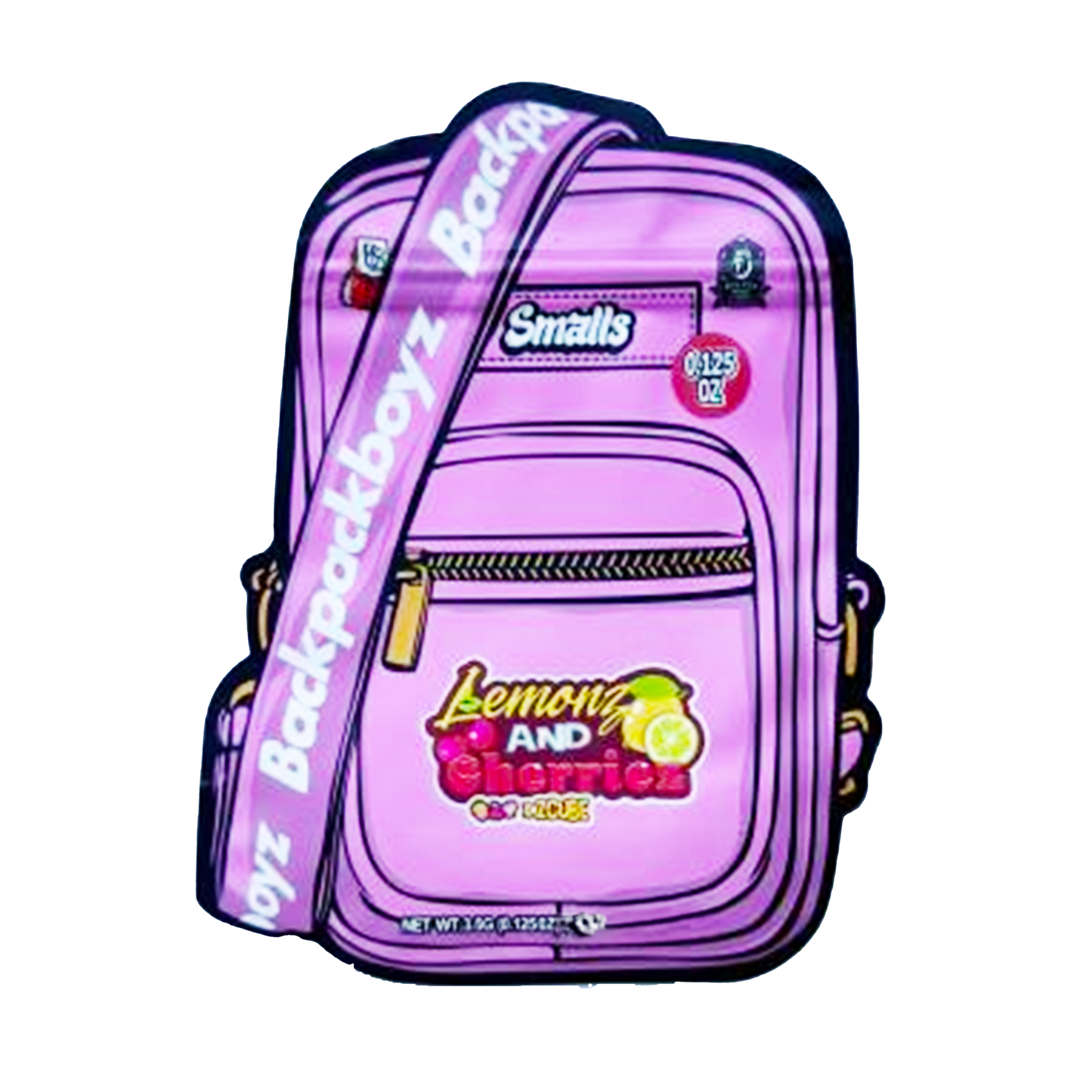 3.5g Shaped Mylar Bag - Backpack Boyz Lemonz and Cherries (50 Count)