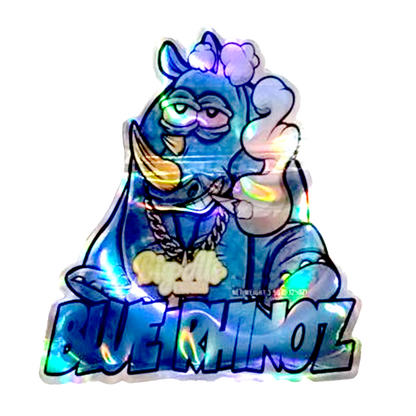 3.5g Shaped Mylar Bag - Blue Rhinoz (50 Count)