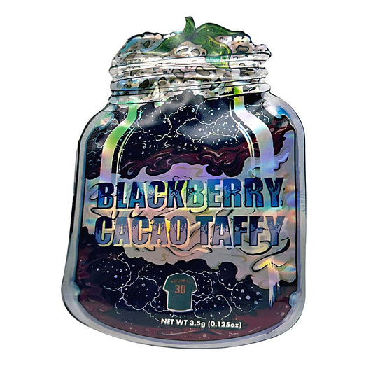 50 Pack - 3.5g Shaped Mylar Bags  - Blackberry Cacao Taffy