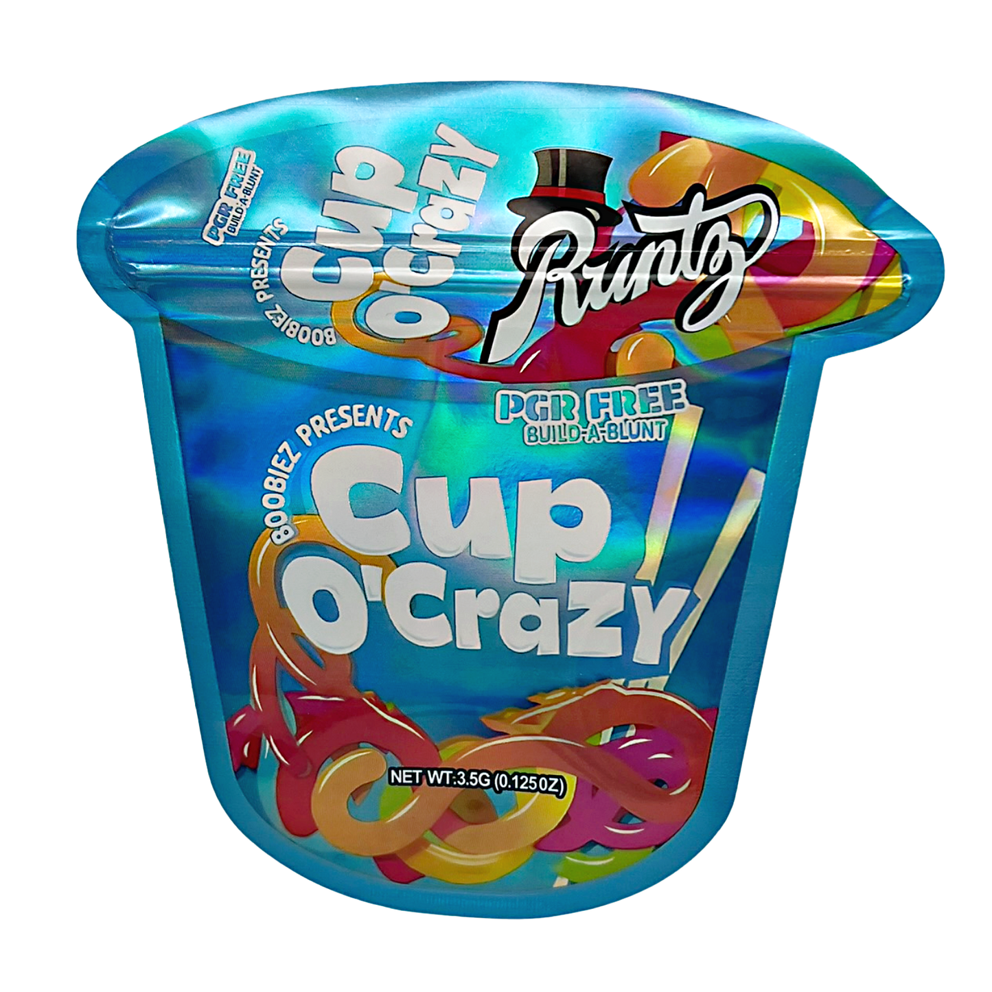 3.5g Shaped Mylar Bag - Runtz Cup O'Crazy Blue (50 Count)