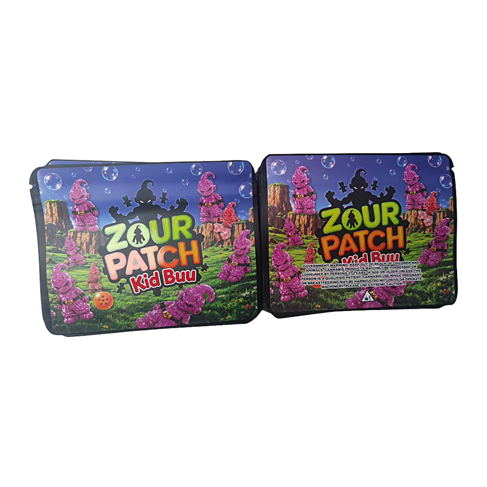 32 Pack – 7g Exotic Thick Sticker Mylar Bags – Premium Smell Proof - Zour Patch Kid Buu